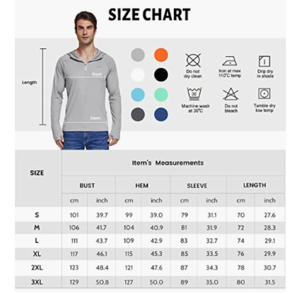 FitsT4 Men's UPF 50+ UV Sun Protection Performance Shirts Long Sleeve Grey XXL - Picture 7 of 7